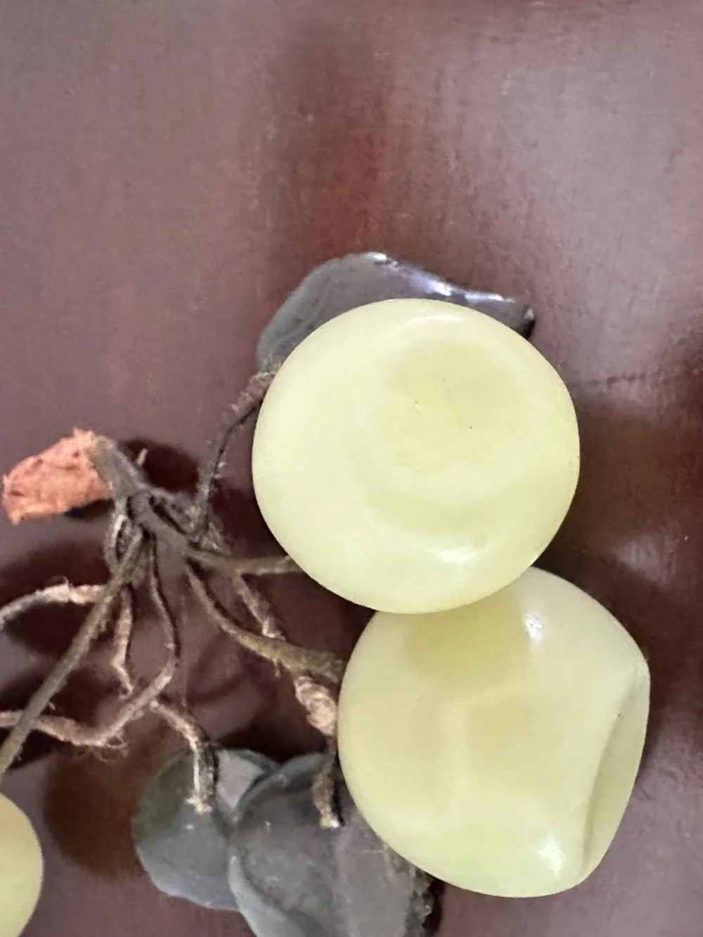 2 BUNCHES Of Vintage Green Onyx & Jade Stone Decorative Fruit